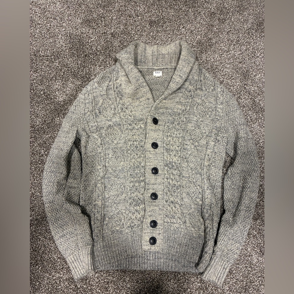 Gap Men's Gray Shawl Collar Sweater size medium